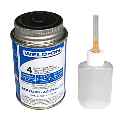 Weldon 4 Acrylic Adhesive 4 Oz&Applicator Bottle With Needle, Clear&White
