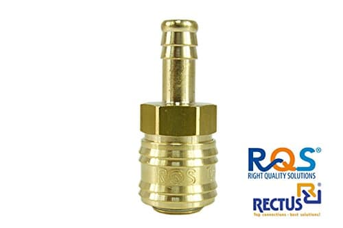 Rectus RQS 1x Compressed Air Quick Coupling (Type 26) with Hose Connection 6 mm, 8 mm, 9 mm, 10 mm, 13 mm to choose from / Connectors / Closed Outer Housing / Hardened / Brass / Compressed Air / Compressors / Vulcanisation / Workshop / DIY / Tools / Workshop / Tool / Made in Germany / for Pneumatic Devices / Highest Quality / Hose Nozzle / Universal