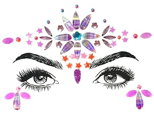 SHINEYES 8 Pcs Gemstone Face Stickers for Music Festival Holiday Party, Rhinestone Face Jewels for Halloween Christmas, Face Gems Glitter Sticker Temporary Tattoo for Birthday Carnival