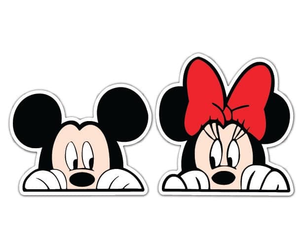 IMPERIAL VIBES – Peeking Mickey Mouse & Minnie Mouse Sticker – Vinyl Decal for Car, Van Bumper Indoor and Outdoor Laptop Decal – Waterproof Decal for Window - Pack of 2 Imp 042