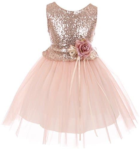 Dreamer Girls Dress Sequins Glitter Floral Tulle Pageant Party Flower Girl Dress