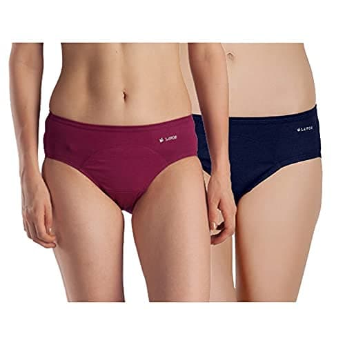Lavos Women's Period Panty Hipster Leak Proof Underwear for Low Flow, Reusable Odor & Stain Free Bamboo Cotton Anti-Bacterial Menstrual Periods Panties for Women & Girls(Pack of 2)