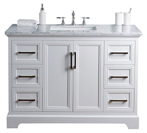 Stufurhome HD-1525W-48-CR White Ariane 48 inch Vanity Cabinet Single Bathroom Sink