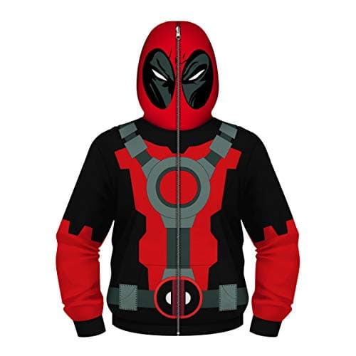Full-Zip Up Hooded Sweatshirt for Boys Hoodie Costume with Face Mask