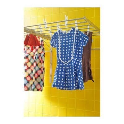 Wall Mounted Clothes Drying Rack - Stainless Steel Collapsible Laundry Rack - Space Saving Folding Accordion Dryer for Indoor & Outdoor Use (22Wx21Dx19H)