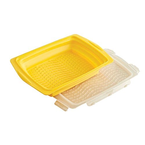 Marinade Tray.Collapsible with Unique Locking Lid, 17.13" L x 13.58" W x 1.89" H Set of 2