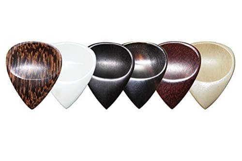 PICKMANN Sharp Sculpted 351 Style Exotic Sampler Guitar Picks Plectrums Value Pack for Gypsy Jazz/Electric/Acoustic Guitar Made from Palmwood, Bone, Ebony, Horn, Tamarind & Haldu