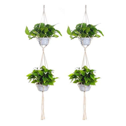 Double Plant Hanger for Indoor/Outdoor Decorations Plant Holder Flower Pot Hangers for Hanging Baskets (2 Pack)