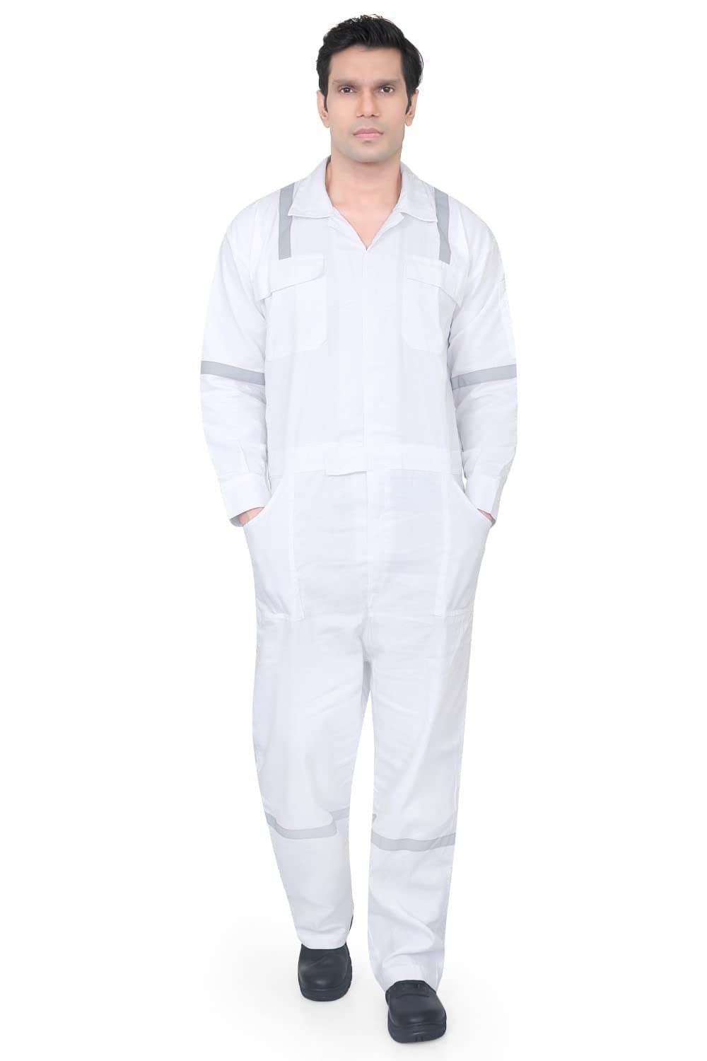 AMS Authentic Cotton Boiler Suit and Industrial Work Wear and Coverall Suit for Men with Reflective Tape for Workshop