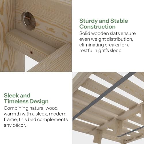 Super King Bed Frame – Solid Pine Wooden Bed Frames for Adults, F1 Easy Assemble Bed with Sturdy Slats & Extra Four Supportive Legs, Comfortable Bedroom Furniture | 6ft (Alder)