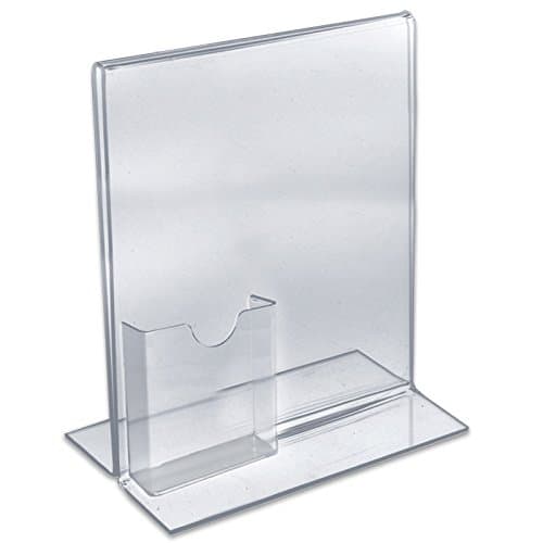 Acrylic Clear L Shaped Sign Holder 11H x 8.5W Inches with Card Pocket -Lot of 10