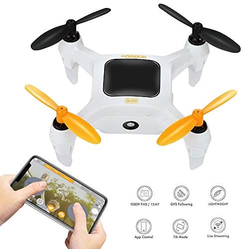Smart Nano Drone with 15MP Camera 1080P FHD Live Video WiFi Quadcopter GPS, One Touch Take-Off and Landing for Beginners On iPhone, iPad & Samsung Galaxy & More Smart Devices (White)