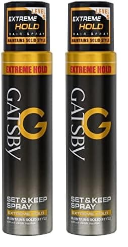 Gatsby Set & Keep Hair Spray - Extreme Hold | Quick Drying, Long Lasting Hold, No Flaking & Natural Shine | Non Sticky & Easy Wash Off | Styling Hair Spray | 250ml (Pack of 2)