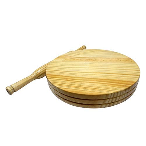Bignay Wooden Chakla, Perfect for Making Chappati at Home, Wooden Roti/Chapati Maker, Wood Rolling Board and Rolling Pin Set (Chakla Belan)