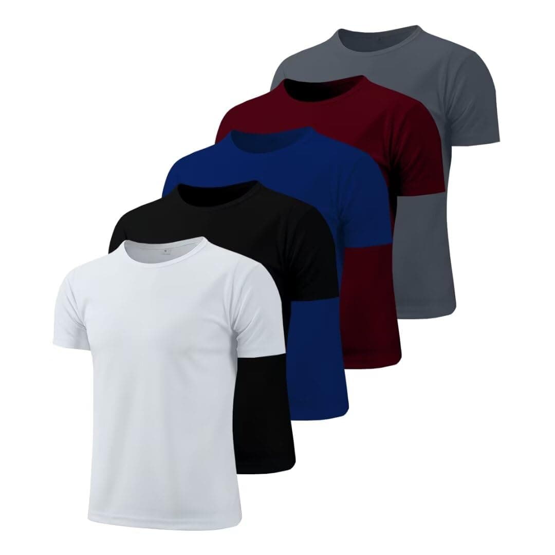 Necptosis5 Pack Mens Short Sleeve Crew Neck Gym T Shirt Running Tops Mens Moisture Wicking Active Athletic Shirts Short Sleeve Sport Tops