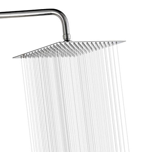 Rain Shower Head, Insputer 10 Inches Square ShowerHead, 304 Stainless Steel High Pressure Shower Heads for Bathroom Ultra Thin High Flow Large Waterfall Rainfall