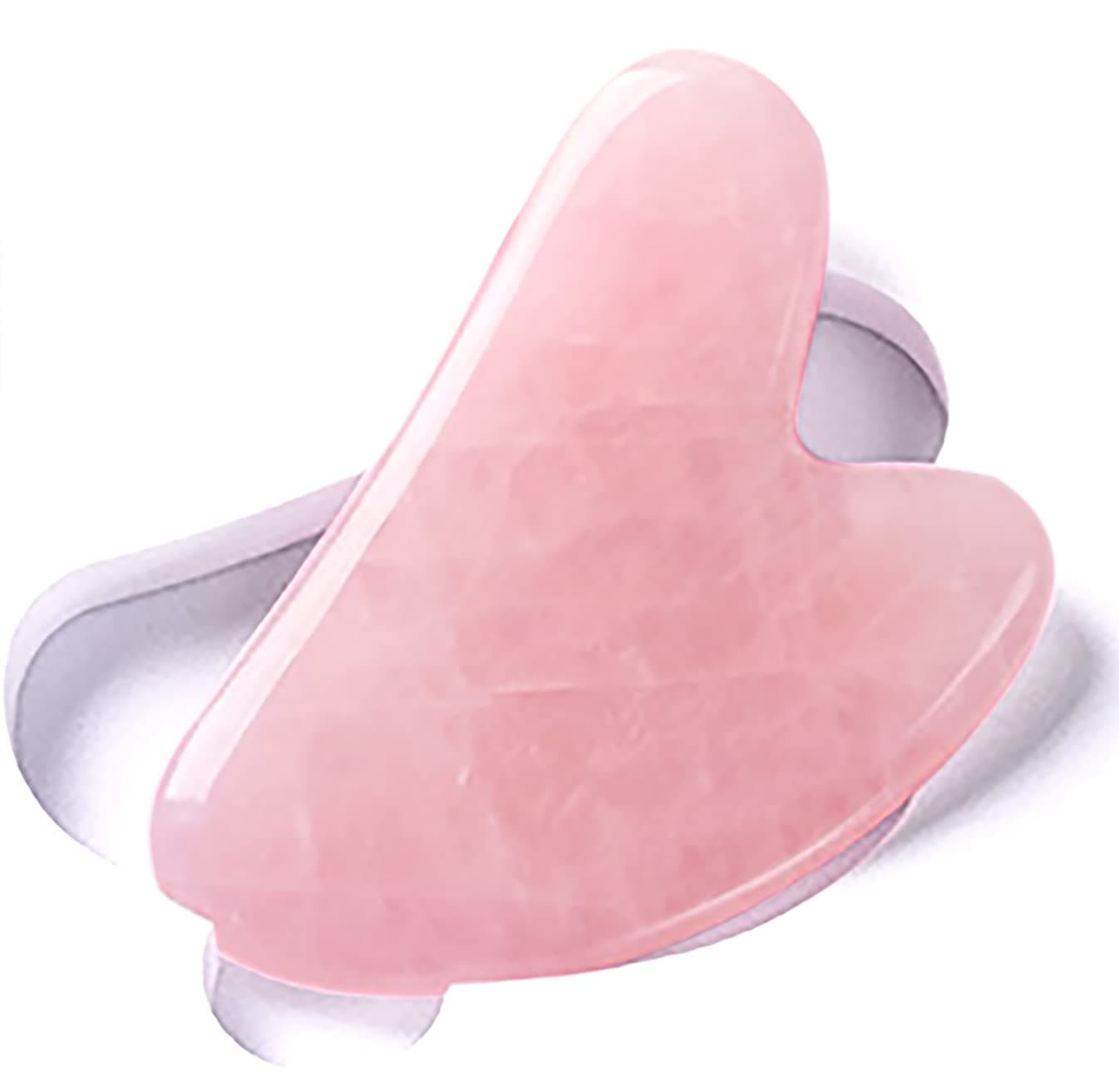 Gua Sha Facial Tools Natural Quartz Healing Crystal - Face Massager Guasha Skin Care Tool for Men Women (Rose Quartz)
