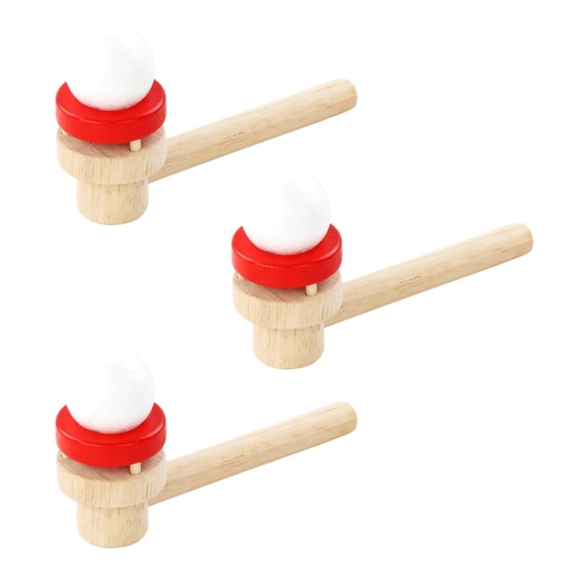 ibasenice Wooden Ball Blower Floating Ball Toy 5.51 Inch for Kids Outdoor Play Develops Motor Skills Hand-Eye Coordination and Balance Family Leisure Game