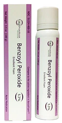 Benzoyl Peroxide Emollient Foam 5.3% Acne Medication, 100g (Compares to BenzEFoam)