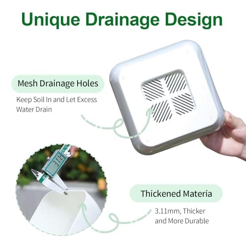 Succulent Pots 6 Inch Shallow Herb Planters with Drainage Hole - 8 Packs Cactus Planter for Home Office Garden Plants Pot Present - Plants Not Included (Off White)