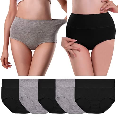 UMMISS Womens Underwear,Cotton High Waist Underwear for Women Full Coverage Soft Comfortable Briefs Panty Multipack