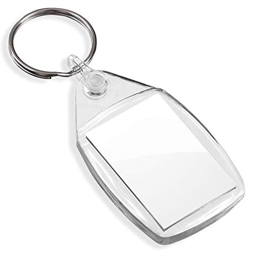 Turquoise Clear Acrylic Blank Keyrings Key Fobs 35 x 24 mm | Small Size Photo (Pack of 25)