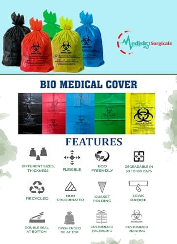 Bio Hazard/Bio-Medical Waste Bag for Health Care Facilities, Hospital, Laboratories - Pack of 10 Bags (20x22, Red)