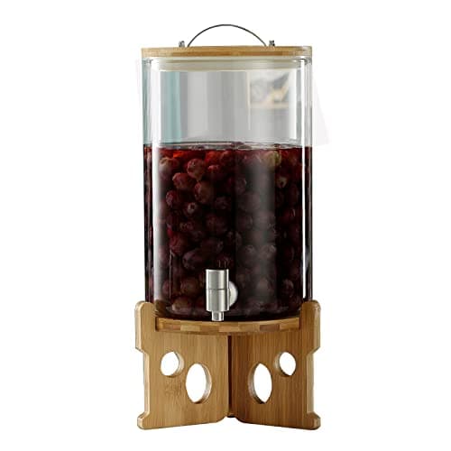Glass Drink Dispenser, 5L Glass Jar Beverage Dispensers with Stand and Faucet, Water Dispenser Countertop for Tea Jar, Lemonade, 100% Leak Proof(Size:8L)