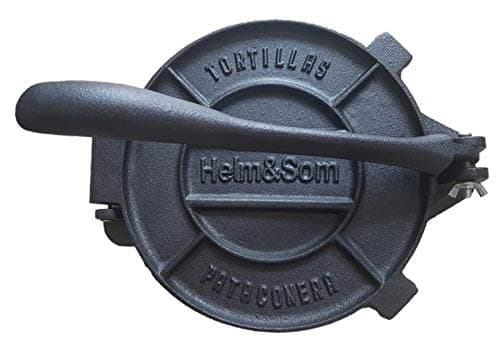 Pre-Seasoned Cast Iron Tortilla Press Pataconera (8 inch) | 100 Pieces of Parchment Paper Included | Tortilla Maker| Roti Press | Perfect for Your Home or Restaurant