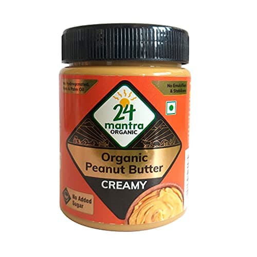24 Mantra Organic Organic Peanut Butter (Creamy) Bottle, 450 g
