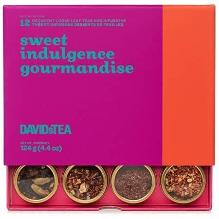 DAVIDsTEA Sweet Indulgence Tea Sampler, Dessert Loose Leaf Tea Giftset, Assortment of 12 Decadent Teas, 124 Grams / 4.4 Ounces