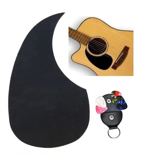 Left Handed Acoustic Guitar Sticker Black Teardrop Pickguard + Picks & Picks Holder.