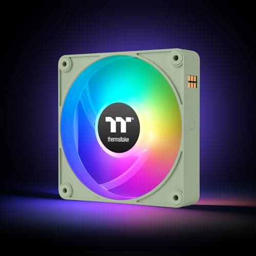 Thermaltake CT140 EX ARGB Reverse PC Cooling Fan Matcha Green 3-Fan Pack, Magnetic Connection, 5V Motherboard Sync, 16.8 Million Colors 9 Addressable LEDs, 140 mm Case/Radiator Fan, CL-F199-PL14MG-A