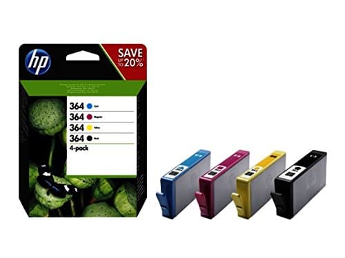 HP 364 4-Pack Black/Cyan/Magenta/Yellow Original Ink Cartridges, Black, Cyan, Magenta,Yellow Multipack, 4 pcs