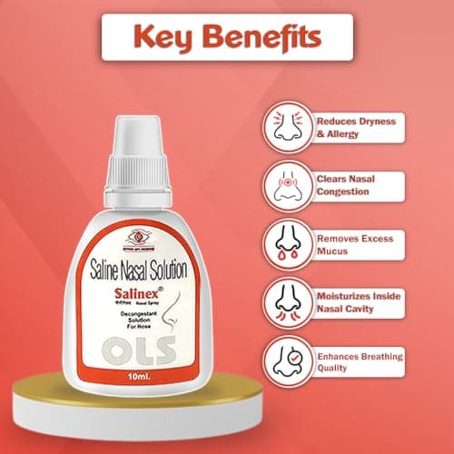 Salinex Nasal Spray | Unblocks Nose in 25 secs | 12 hours relief from Nasal Congestion and Blocked Nose (10ml) (Pack of 6)