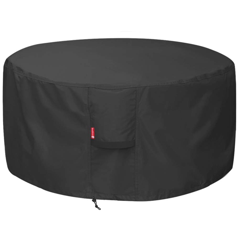 SheeChung Fire Pit Cover for Solo Stove Bonfire | Ranger Surround - Waterproof 600D Heavy Duty Round Patio Fire Table Bowl Cover Shelter Black (Round - 44”D x 24”H)-Fits 38-44 inch Firepit/Bowl