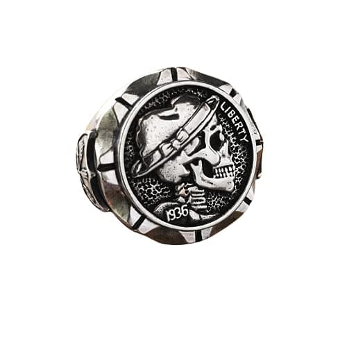 Hobo Nickel Brave Skull Rings Mens Mexican Indian Biker Style Coin Stainless Steel Ring Gift for Him A2BA4M24JZM2AM (13)