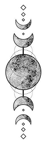 Set of 5 Waterproof Temporary Fake Tattoo Stickers Vintage Grey Moon Geometric Elegant (SF3339)