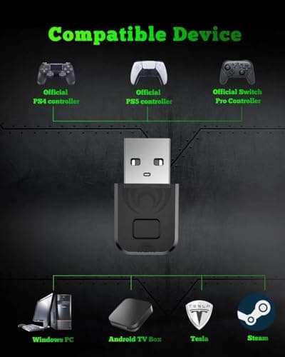 Wireless Controller Adapter for Official P4 P5 Switch Pro Controller, OLCLSS Wireless Adapter Work with Switch, Switch Lite, PC Win 11&10, Android TV Box, Tesla, and Steam
