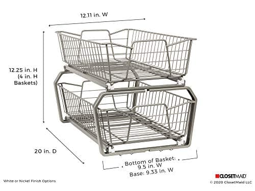 11-Inch Two Tier , Nickel : ClosetMaid 3088 2 Tier 11-Inch Wide Cabinet Organizer, Nickel