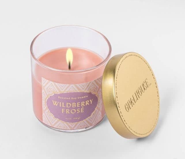 4.1oz Lidded Glass Jar Wildberry Frose Scented Soy Candle - Opalhouse, Pink, 05409