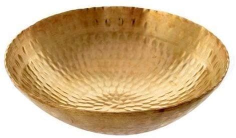 Karmbhumi Brass Hammered Kadhai Pital Kadai Without Handle Karahi Frying Pan for Cooking Serving (1500 ML)