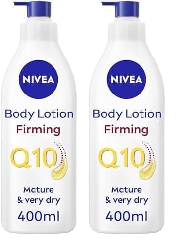 NIVEA Firming Body Lotion Q10 + Argan Oil (400 ml), Nourishing Firming Cream with Q10 and Argan Oil, NIVEA Moisturising Cream for Firm Skin (Pack of 2)