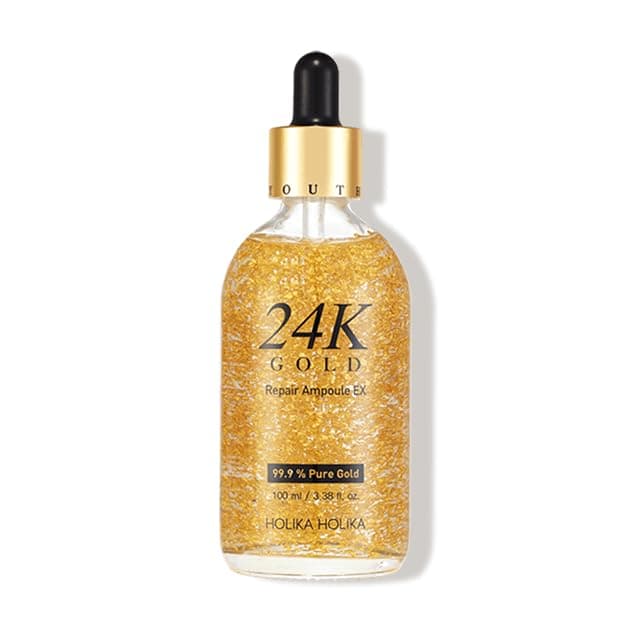 HOLIKA Korea Premium Anti-aging 24K Gold Repair Ampoule | Real 24K Gold flakes, Caviar, Omega 3, Adenosine, Vitamins, K-beauty | Glow | Skin elasticity | Anti-wrinkle | Imported Korean Skincare