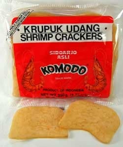 Komodo Krupuk Udang/Shrimp Crackers Medium Disks Not Yet Fried) 4 pack x 17.5 oz/500 gr