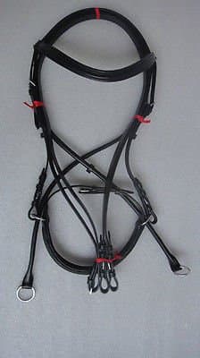 Stunni Genuine Leather Horse Bitless Bridle with Reins