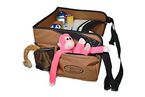 Sale! Kids Travel Tray, Lap Tray, Play Tray, Snack Tray, Activity Tray, with Mesh Storage, Plastic Writing Surface with Markers, for Car Seat, Stroller and Plane Fude Brand (Brown)