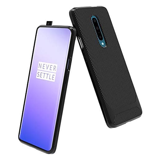 OnePlus 7 Pro Case,IDEA LINE Flexible Carbon Fiber TPU Soft Shockproof Phone Case for OnePlus 7 Pro (2019) - Black