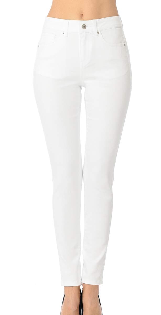 Wax Jean Denim Women's Juniors Push-Up High-Rise Skinny Jean in Fine Cotton Denim - White - 3