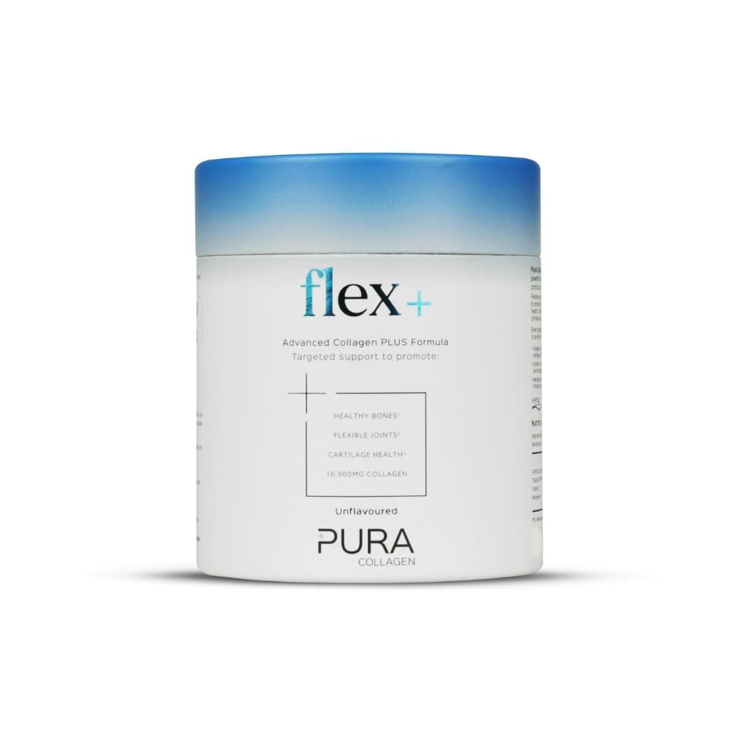 Pura Collagen Powdered Supplement Flex+, 10,000 mg Hydrolysed Peptides, Vitamin C & Manganese, 12 Servings, 122 g Mini Tub
